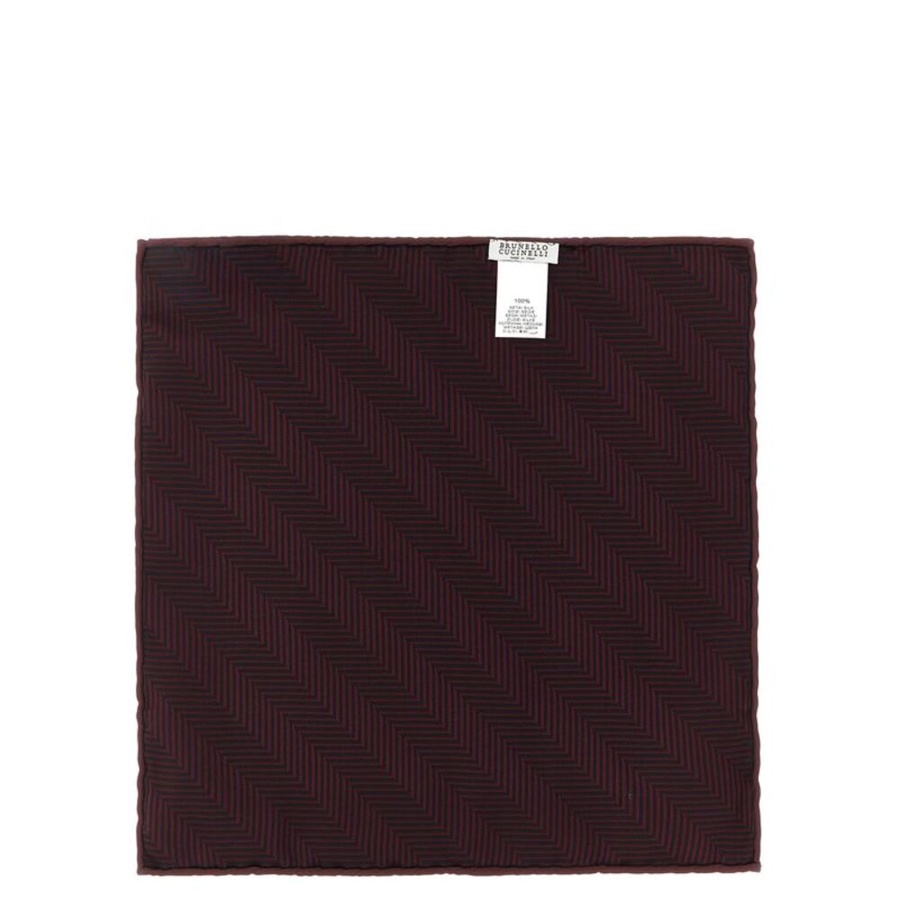 Brunello Cucinelli Bordeaux Silk Pocket Men's Square - Picture 2 of 3